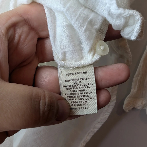 Sonoma White Cotton Pilgrim Style 1/4 Button Top Long Sleeve Blouse Small Women - Picture 8 of 11